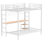 Bettoni Metal Full Over Twin Workstation Bunk Bed Matte White