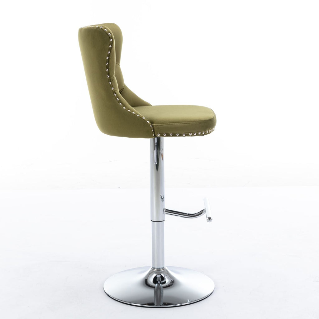 Swivel Barstools Adjusatble Seat Height From 25-33", Modern Upholstered Base Bar Stools With Backs Comfortable Tufted For Home Pub And Kitchen Island (Set of 2)