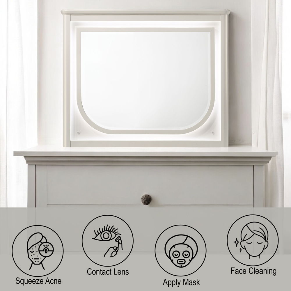 Laveda - Mirror With LED - Pearl White