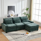 Modern Comfy L Shaped Sectional Sofa With Movable Ottoman