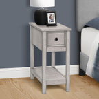 Accent End Table, 2 Tier, Narrow, Lamp, Storage Drawer, Charming Design