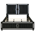 Ravenne Velvet Upholstered California King LED Panel Bed Black