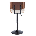 Lombardi - Mid Century Modern Adjustable Barstool With Swivel With Straight T Footrest (Set of 3)