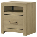 Hendricks 1-drawer Nightstand Bedside Table with Cubby Light Oak