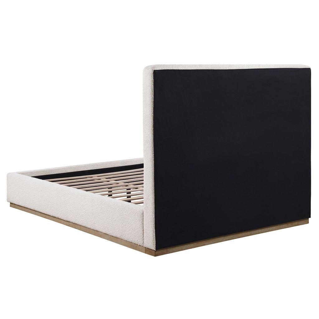 Knox Queen Bouclé Upholstered Platform Bed Cream