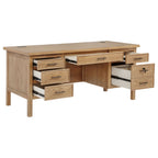 Vermes 66-inch 7-drawer Computer Desk with Power Outlet Light Ash