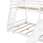 Georgiana - Twin Over Queen House Bunk Bed With Climbing Nets And Climbing Ramp