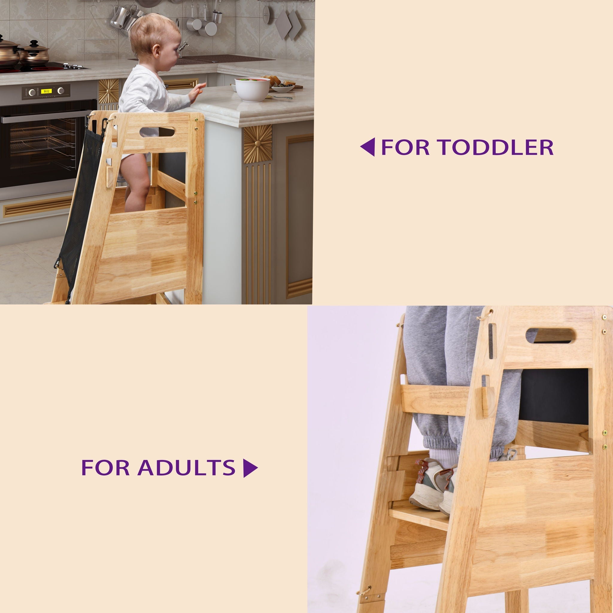 Solid Wood Learning Tower - Wood
