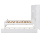 Bed With All In One Cabinet, Shelf And Sockets, Trundle