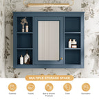 Wall Mounted Medicine Cabinet With Mirror, Storage Cabinet Featuring 6 Open Shelves And Adjustable Interior