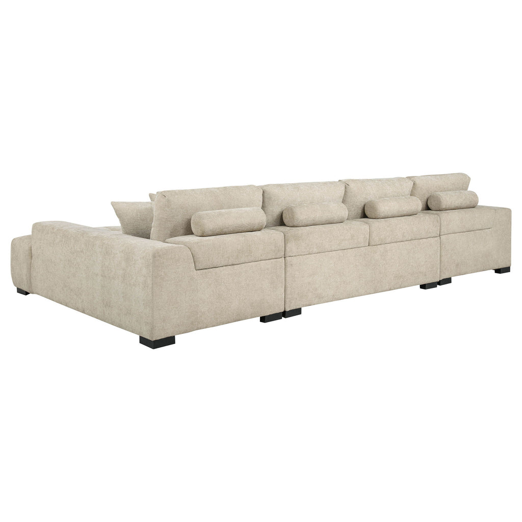 Cannella U-Shaped Double Chaise Upholstered Sectional Sofa Beige