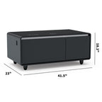 Modern Smart Coffee Table With Built-In Fridge - tooth Speaker, Wireless Charging, Touch Control Panel, USB Interface, Outlet Protection, Atmosphere Light