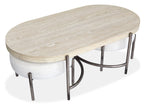 Jennings - Oval Cocktail Table With Two Ottomans - Edgecomb Gray And Weathered Antique Nickel