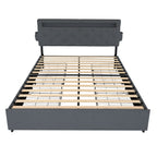 Bed With USB Charging Station, LED Lights, Headboard & Storage Drawers