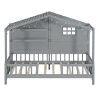 House Bed With Shelves, Window And Sparkling Light Strip On The Roof