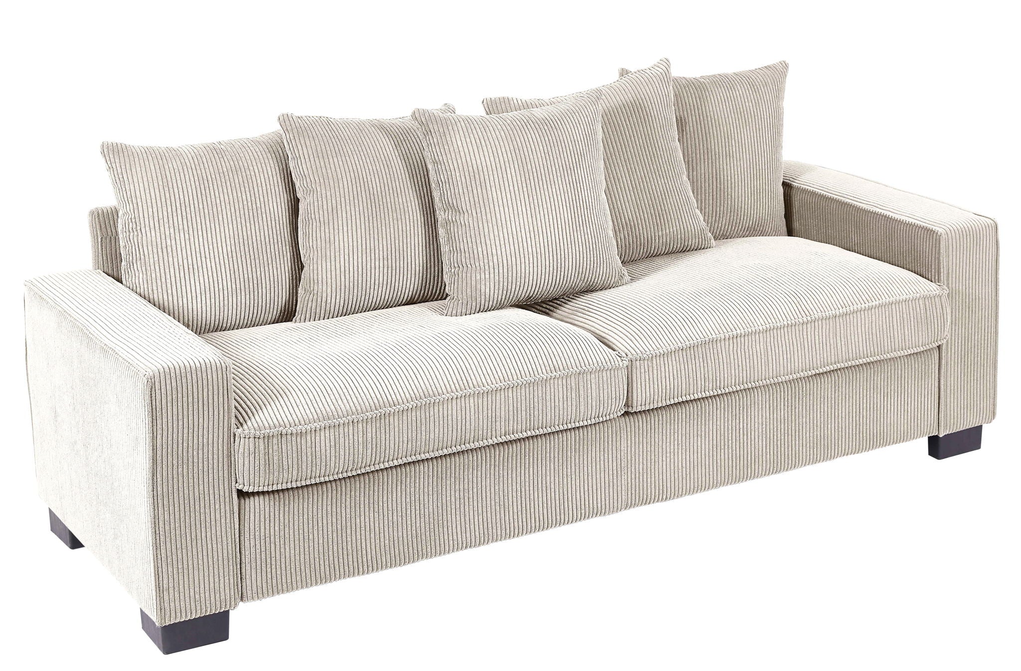 Luxe Sofa With 5 Matching Toss Pillows, Sleek Design, Spacious And Comfortable 3 Seater Couch