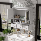Modern Bathroom Mirror Cabinet With Drawers, Organizer Hooks, And High-Definition Mirrors