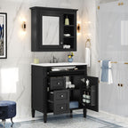 Bathroom Vanity With Medicine Cabinet, Royal Mirror Cabinet, Modern Bathroom Storage Cabinet With 2 Soft Closing Doors And 4 Drawers