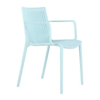 4 Modern Stackable Plastic Armchair Matched With Round Table