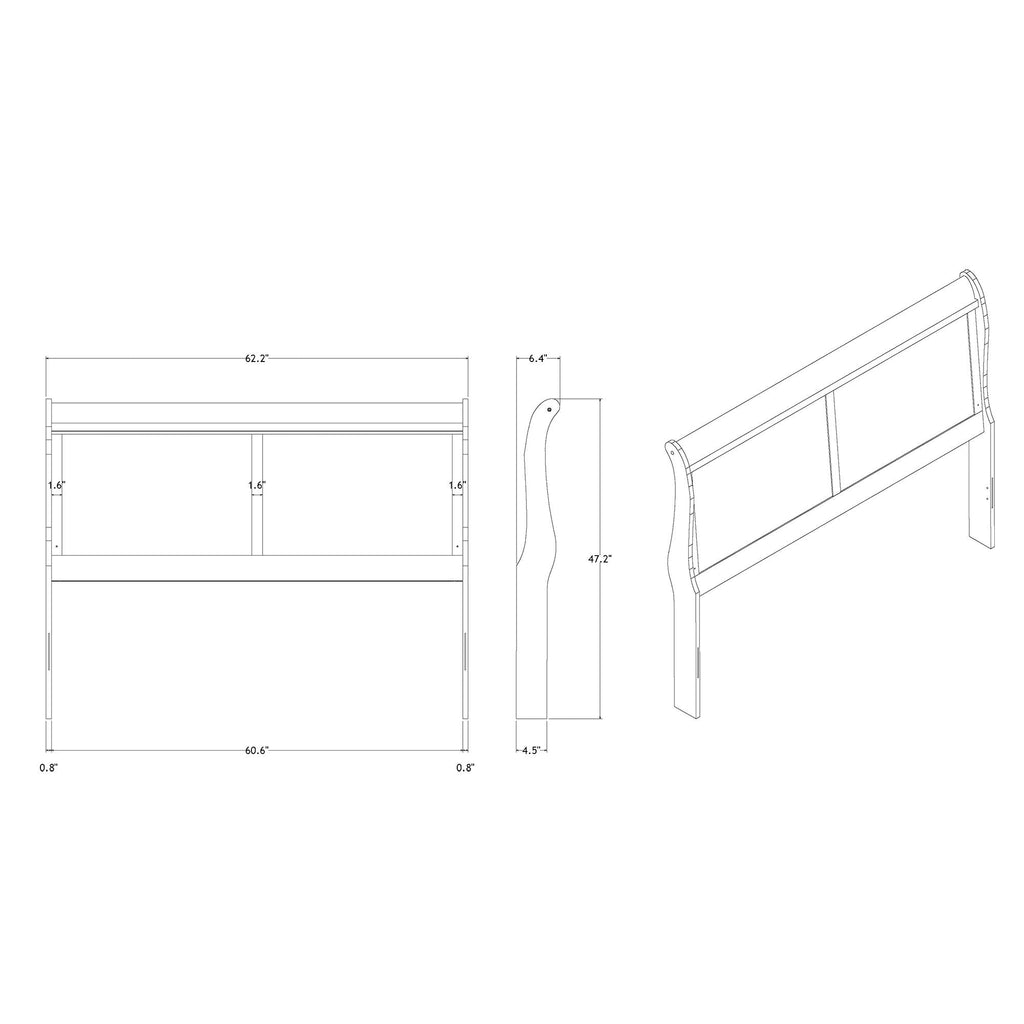 Charlston - Modern Sleigh Design Bed With LED