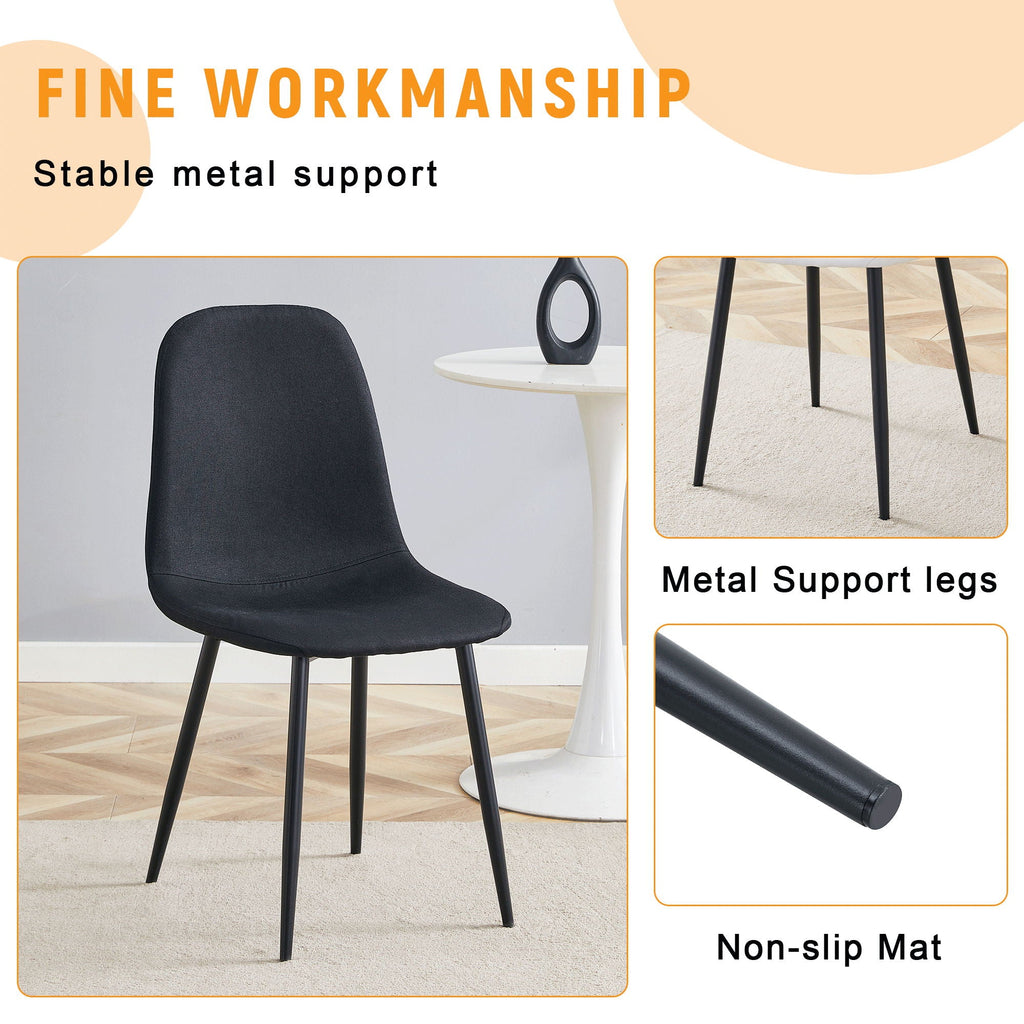 Modern Medieval Style Cushioned Side Chairs Set With Metal Legs For Kitchens