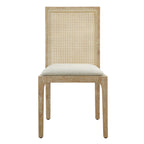 Dining Chair With Synthetic Cane Back And Upholstered Seat (Set of 2) - Natural