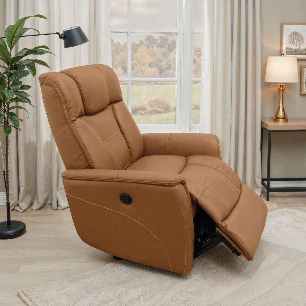 Oslo - Power Recliner With Manual Adjustable Headrest And Power Footrest - Brown