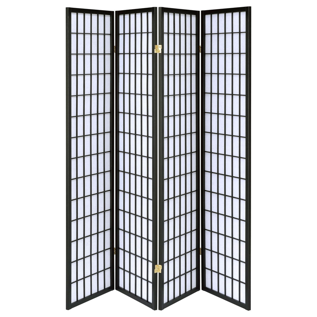 Roberto 4-Panel Room Divider Folding Shoji Screen Black