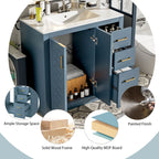Bathroom Vanity With Sink, Storage Cabinet, Freestanding Set With 3 Drawers & Soft Closing Doors - Indigo
