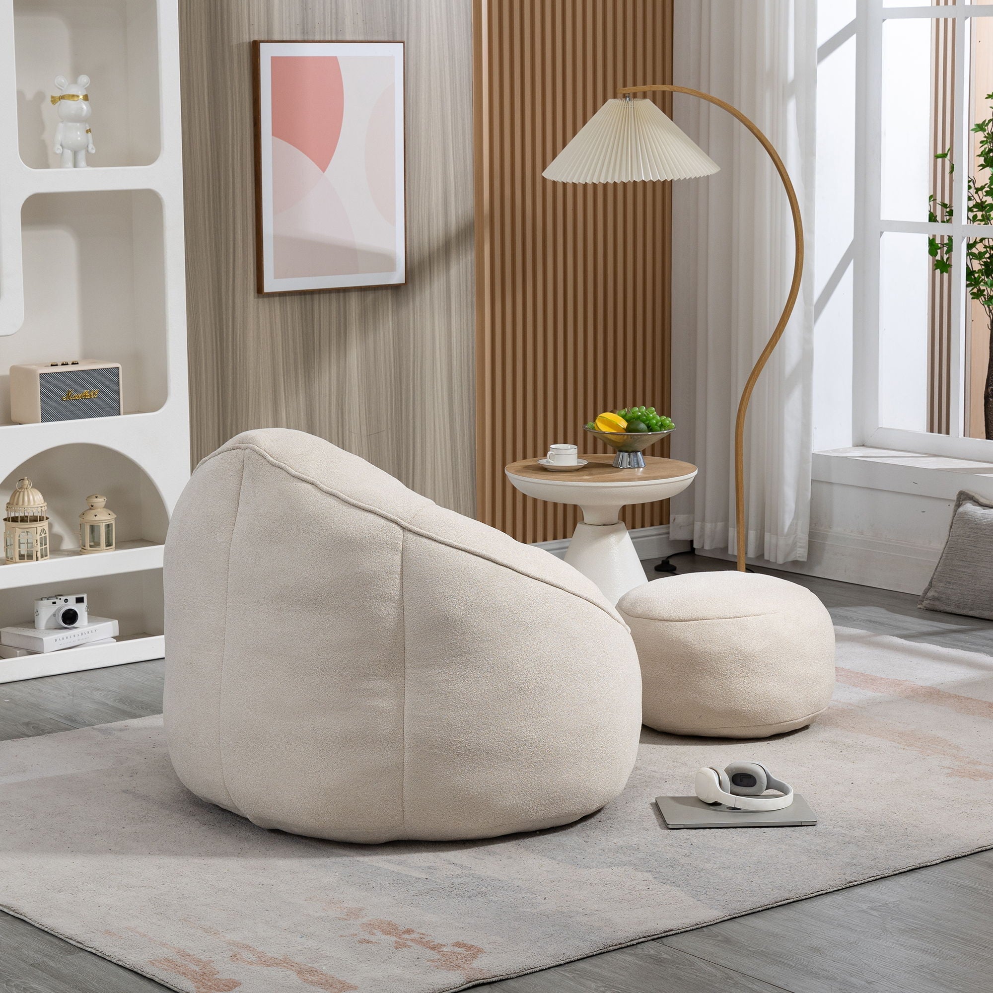 Bedding Bean Bag Sofa Chair High Pressure Foam With Footrest