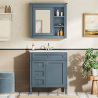 Bathroom Vanity With Medicine Cabinet, Royal Mirror Cabinet, Modern Bathroom Storage Cabinet With 2 Soft Closing Doors And 4 Drawers