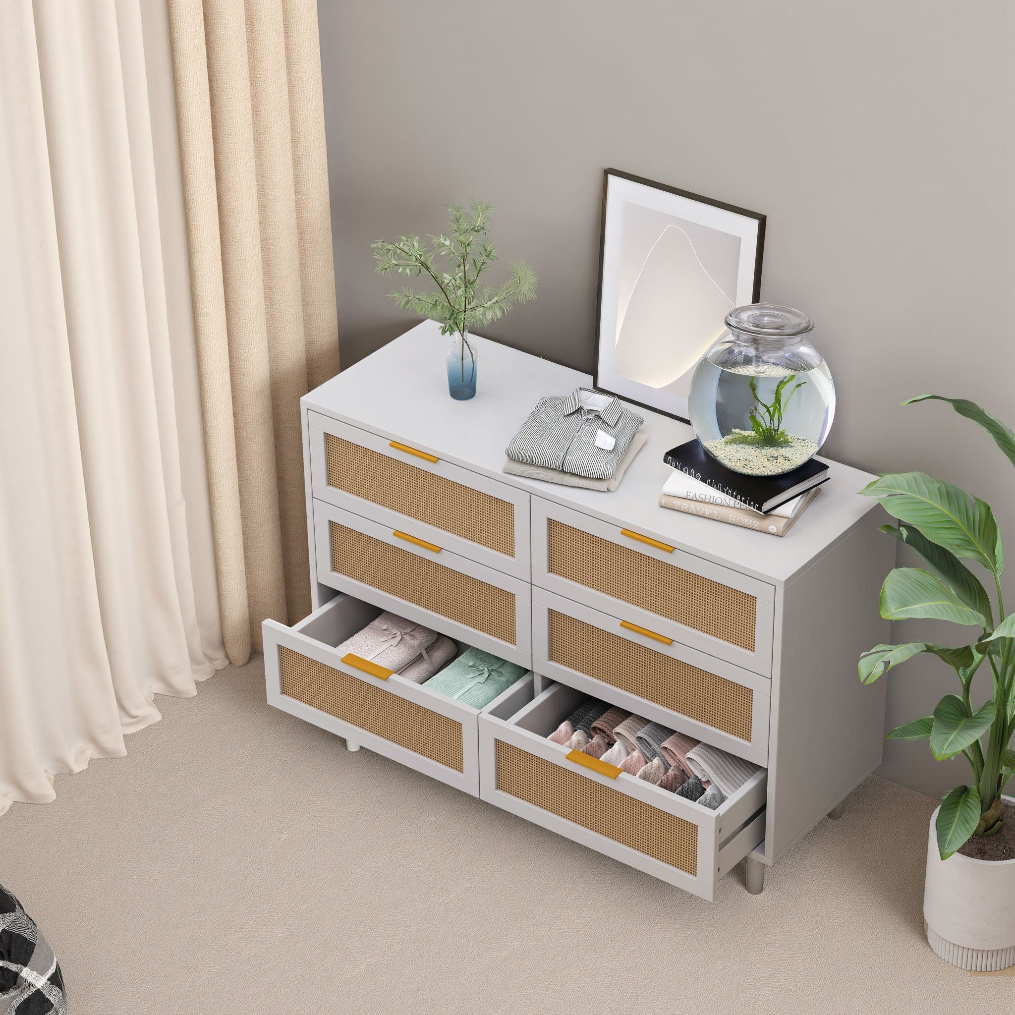 6 Drawer Storage Modern Cabinet For Bedroom