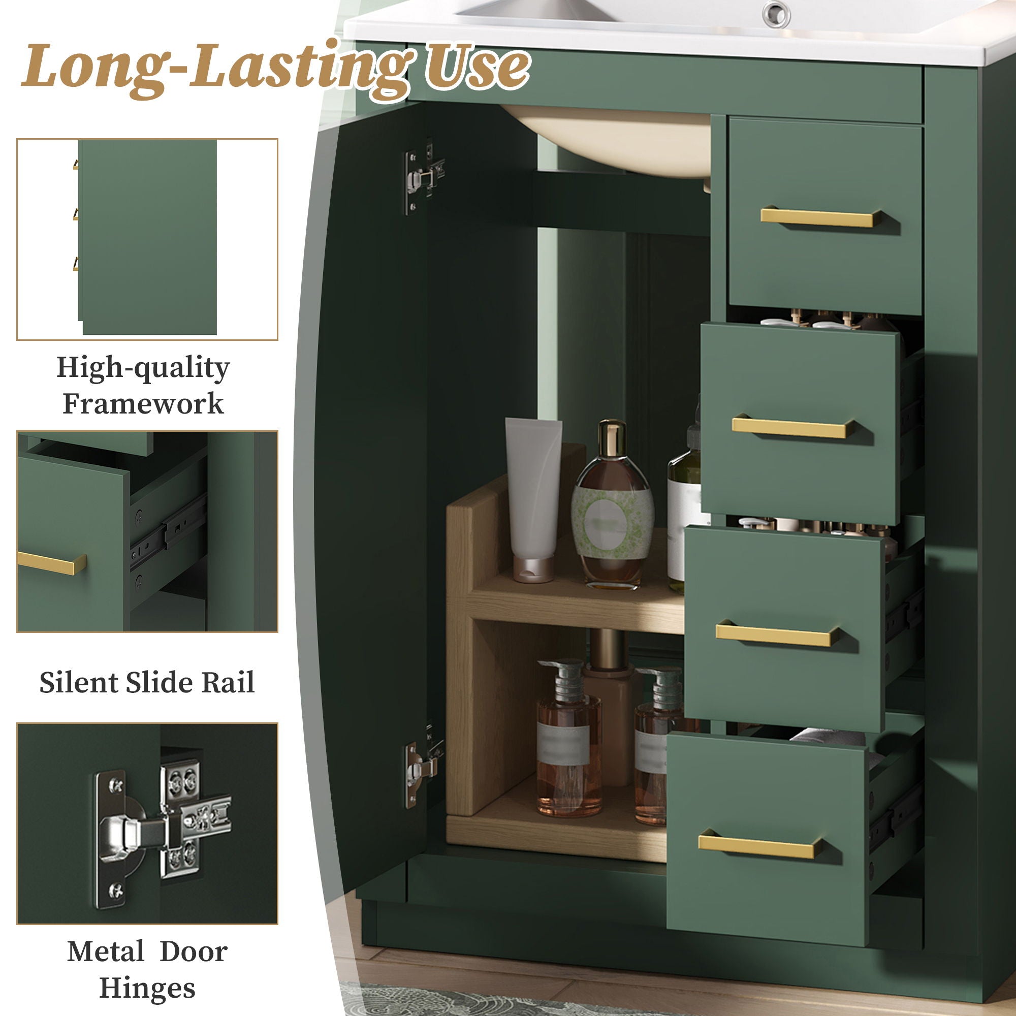 Modern Bathroom Vanity With 1 Door And 3 Drawers