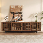 TV Stand For TVs, Entertainment Center With Closed Storage & Cable Management, Soft Closing Hinges - Walnut