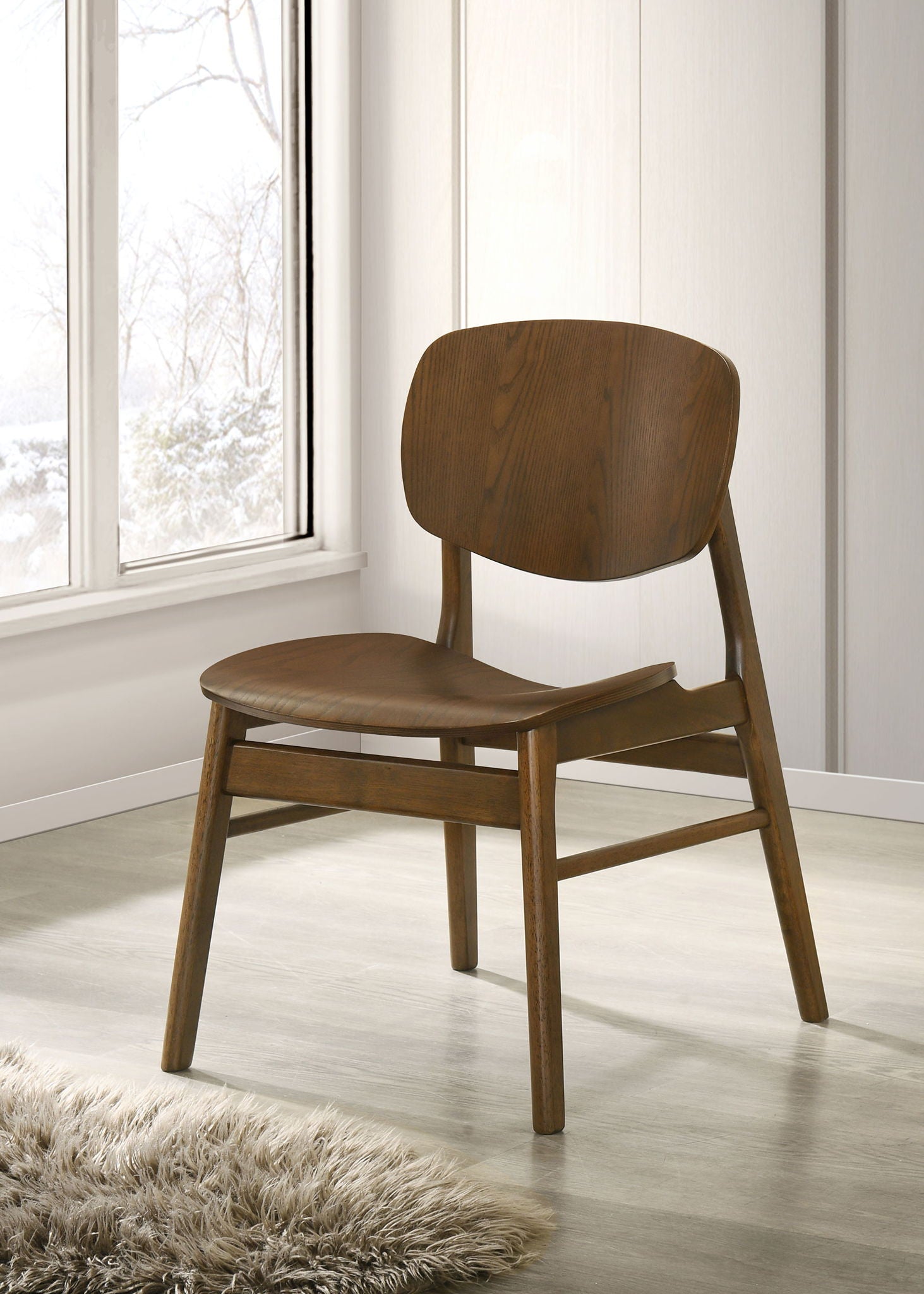 Benford Dining Side Chair Wood Seat Dark Brown (Set of 2)