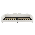 Upholstered Daybed, Sherpa Fabric Sofabed With Cloud-Shaped Backrest