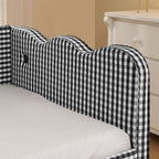 Gingham Daybed With USB Charging Port, Wave Shaped Design