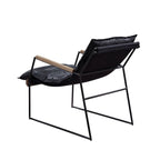 Luberzo - Accent Chair - Distress Espresso Top Grain Leather & Matt Iron