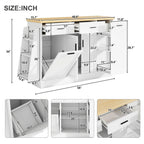 Kitchen Sideboard With Sliding Door Cabinet, 3 Tier Spice Rack