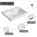 Modern Freestanding Bathroom Vanity With Resin Sink & Soft Close Cabinet Doors