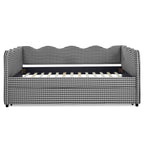 Gingham Daybed With USB Charging Port, Wave-Shaped Design