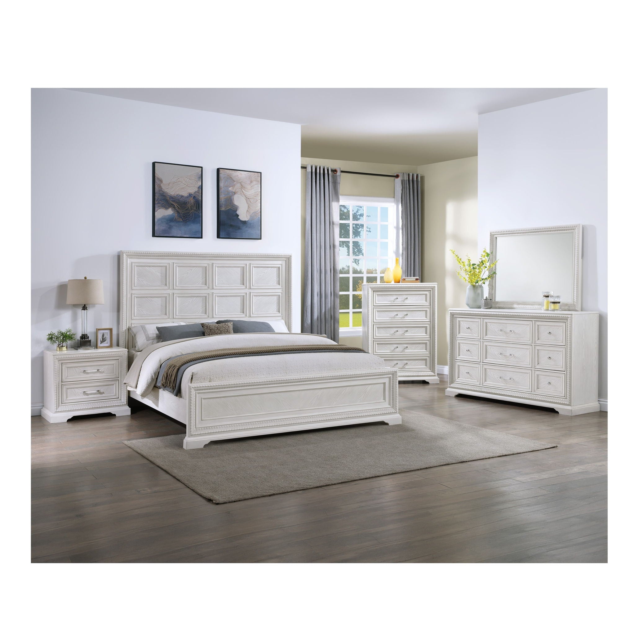 2 Drawer Storage Nightstand Bedroom Furniture - Antique White