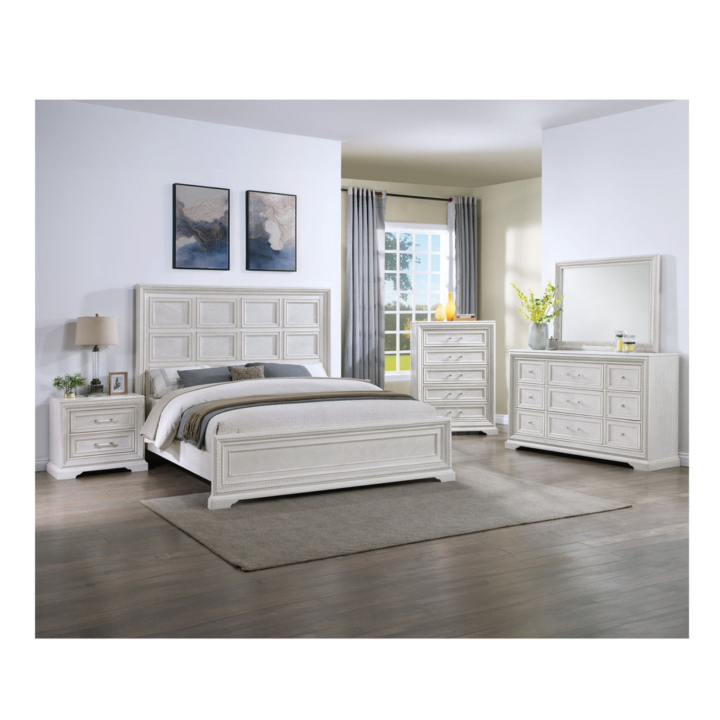 6 Drawer Storage Dresser Antique Wooden Bedroom Furniture - Antique White