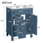 Bathroom Vanity With Sink, Compact Cabinet & 2 Drawers And Adjustable Shelf