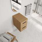 Floating Bathroom Vanity Drawer Base, Wall Mounted Storage With 2 Drawers - Light Oak