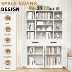 Industrial Bookcase Tall With Adjustable Shelves, Drawers & Doors