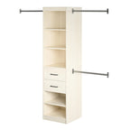 Kelly - 5 Shelf 2 Drawer Closet Organizer With 3 Adjustable Hanging Rods - Ivory