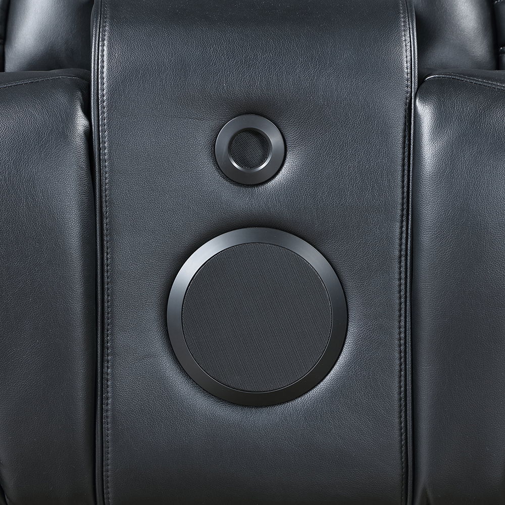 Ephron - Power Motion Loveseat With Console, Power Headrests, LED & Speakers - Black