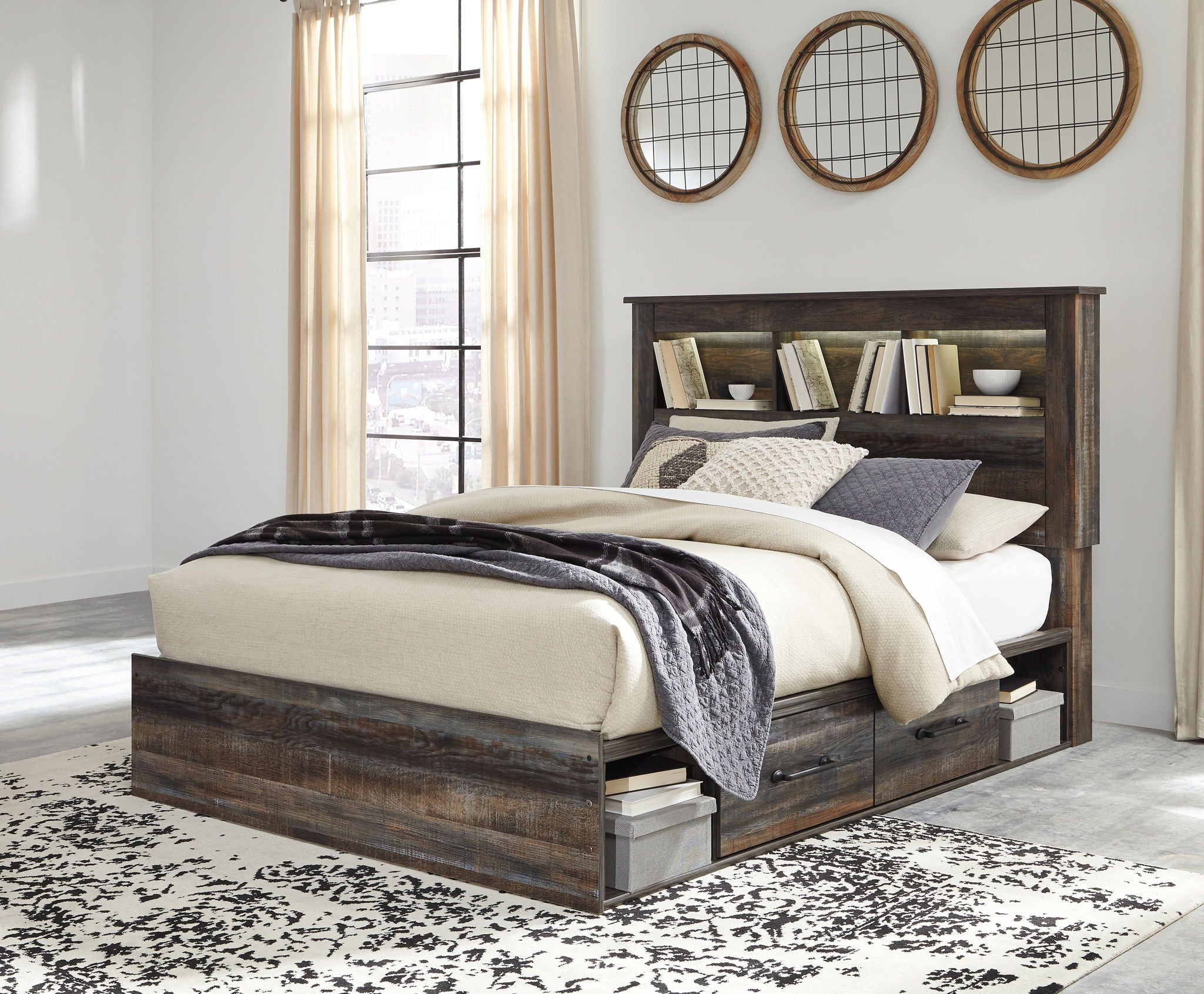 Drystan - Panel Bookcase Bed