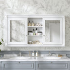Modern Wall-Mount 2 In 1 Mirror Cabinet With Adjustable Shelves, Soft-Closing Hinges